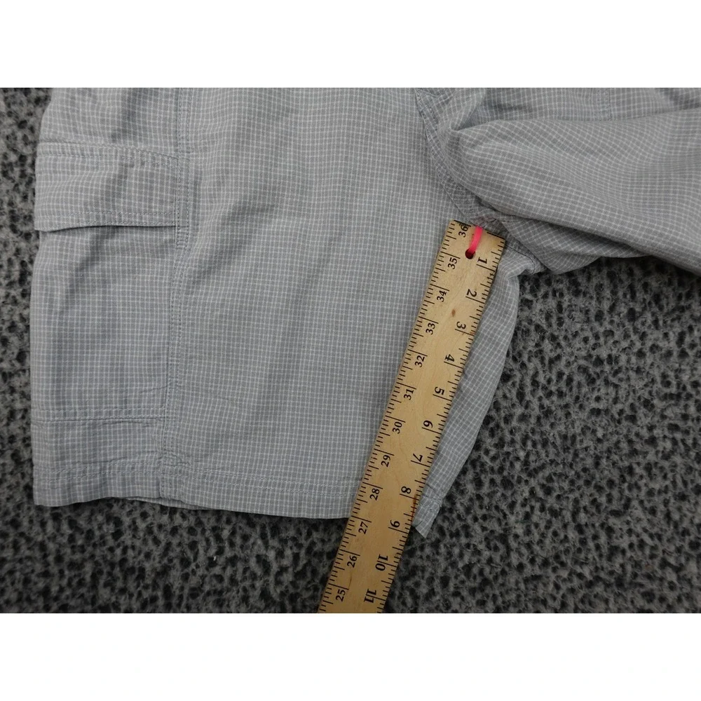 Tommy Bahama Cargo Shorts Mens 34 Blue White Micro Check Relaxed Tencel Cotton